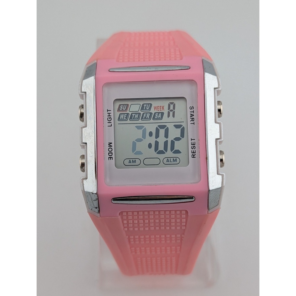 Women's Pink Digital Watch 35mm Case Backlight- New Battery